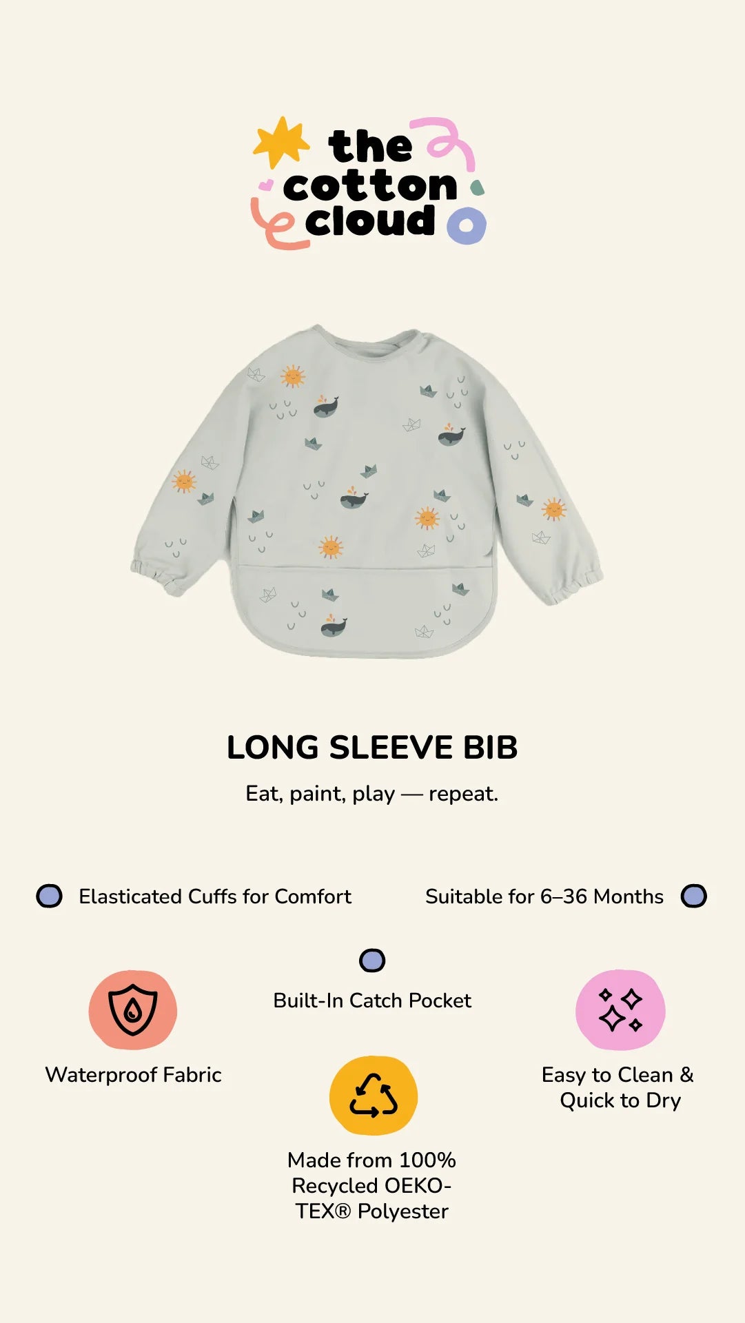 The Cotton Cloud - Slab met lange mouwen - Regenboog