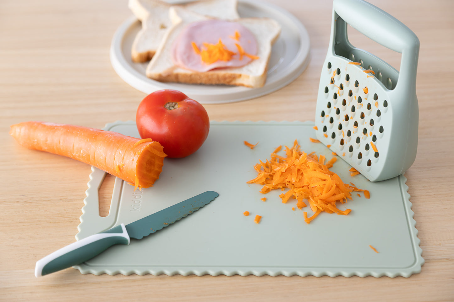 Kiddikutter Silicone Snijplank - Anti Slip - Sage