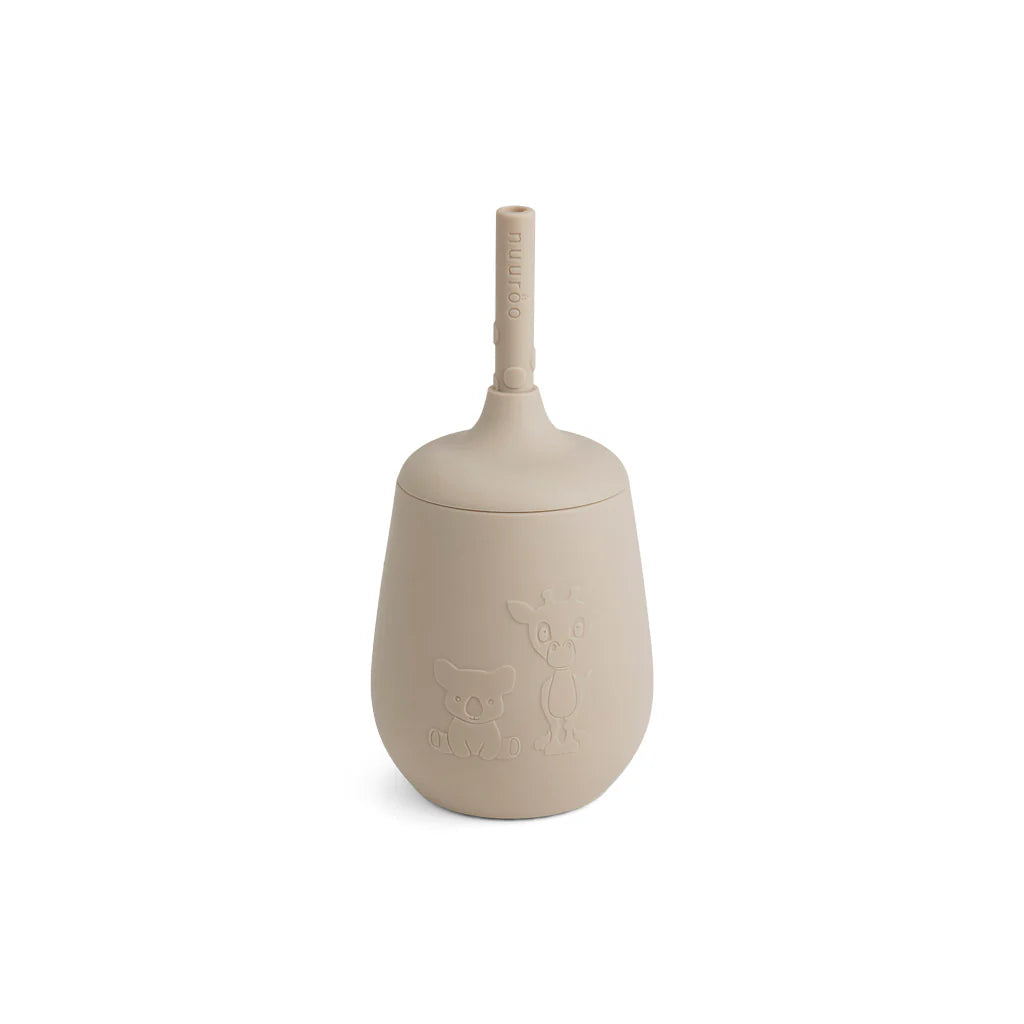 Nuuroo - Adita lekvrije silicone beker met rietje - Cobblestone