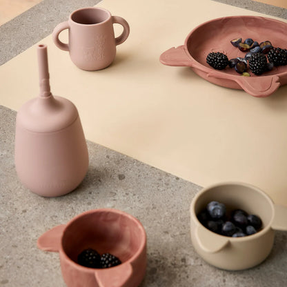 Nuuroo - Adita lekvrije silicone beker met rietje - Woodrose