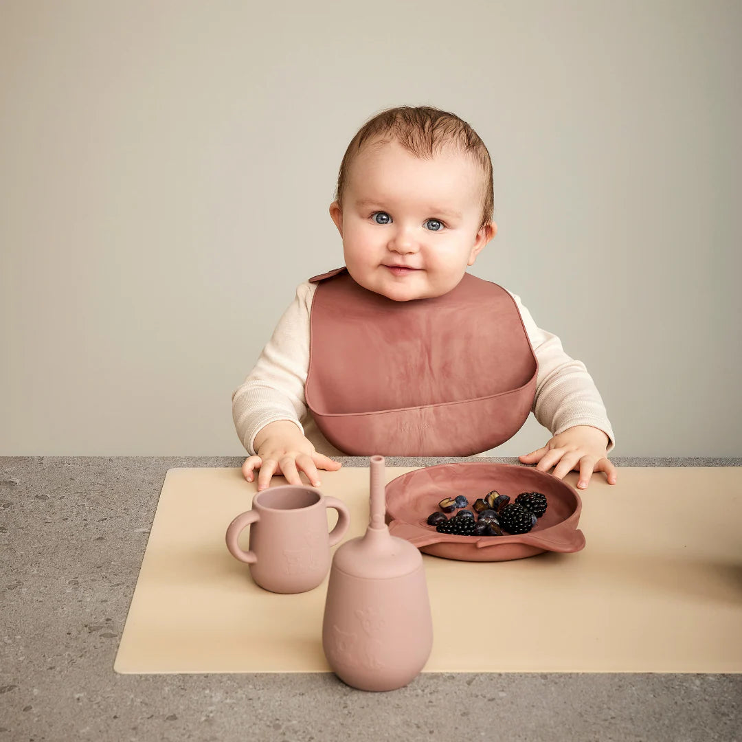 Nuuroo - Adita lekvrije silicone beker met rietje - Woodrose