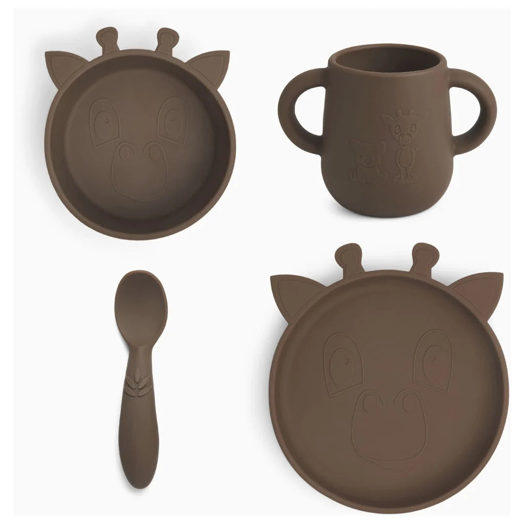 Nuuroo - Lykke siliconen servies set 4-delige Giraffe - Acorn