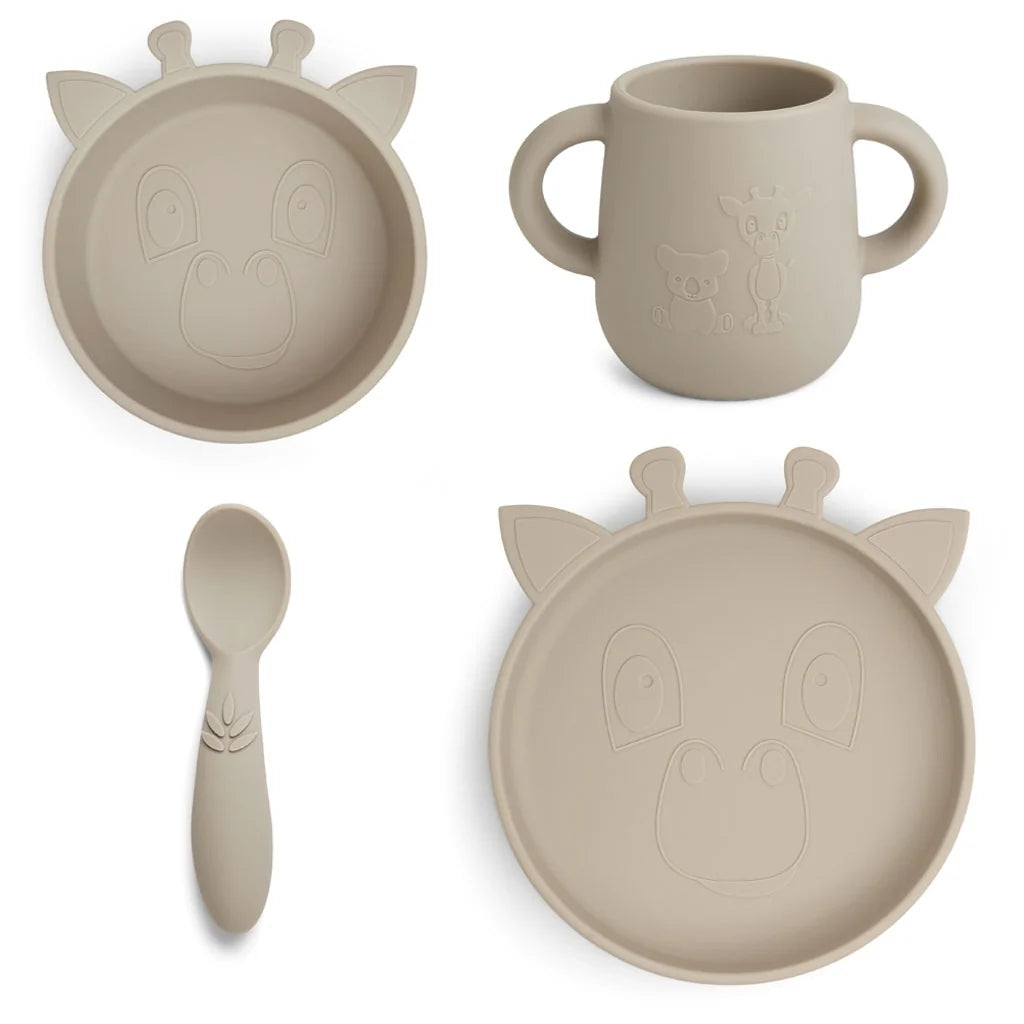 Nuuroo - Lykke siliconen servies set 4-delige Giraffe - Cobblestone