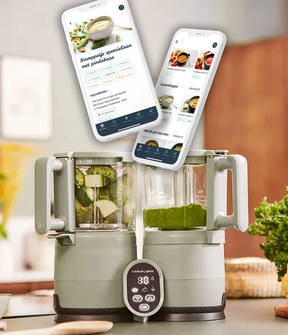 Babymoov Nutribaby Glass 2.0 - Stoomkoker - Celadon Green - Mét gratis Happje app